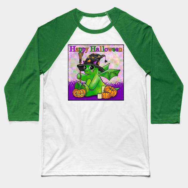 Happy Halloween says the little Halloween Dragon Baseball T-Shirt by Art by Veya